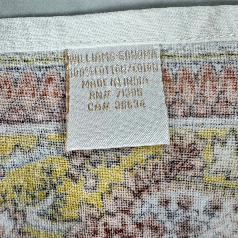 Set of 4 Vintage Williams-Sonoma Cotton Napkins Yellow Brown Paisley Boho Groovy